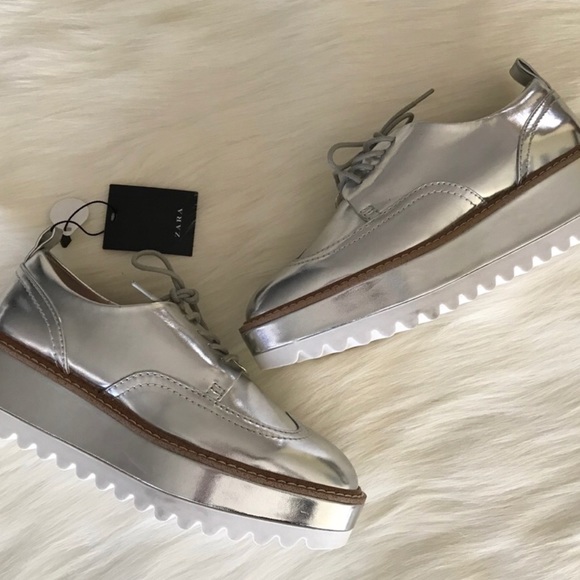 zara silver platform sneakers